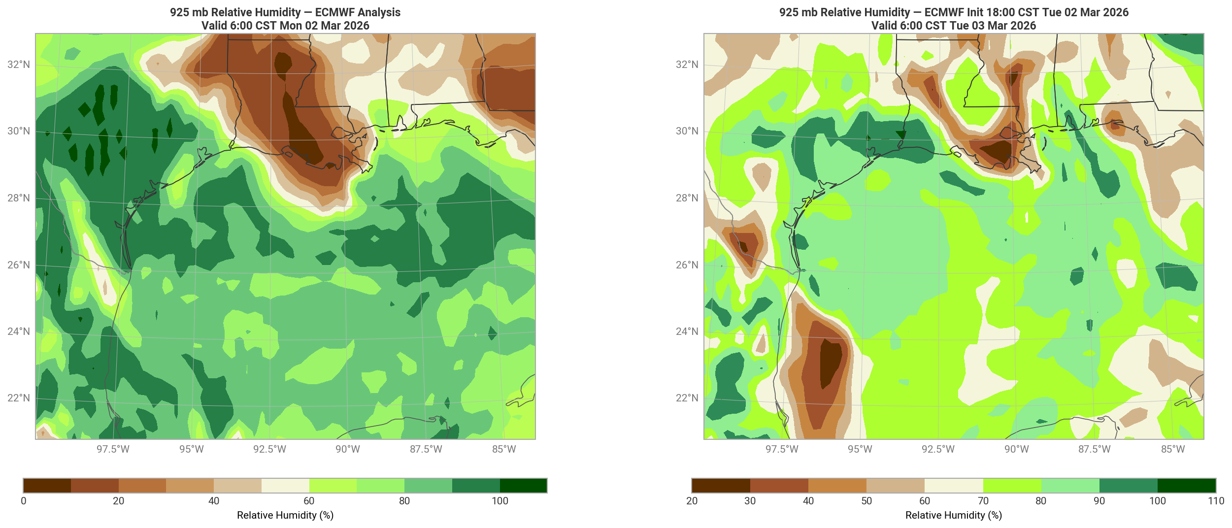 ECMWF 925mb Relative Humidity