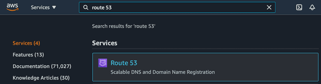 Route 53 console